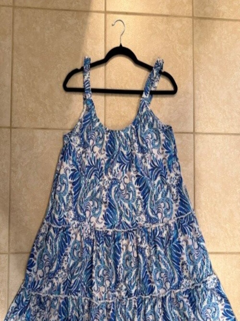 Lilly Pulitzer Sleeveless Blue Paisley Tiered Dress